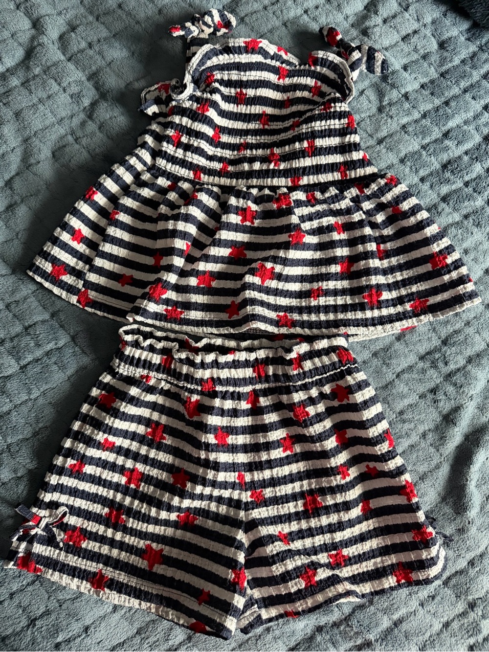 Derek Heart Navy, White & Red Striped Tank Top and Shorts Set